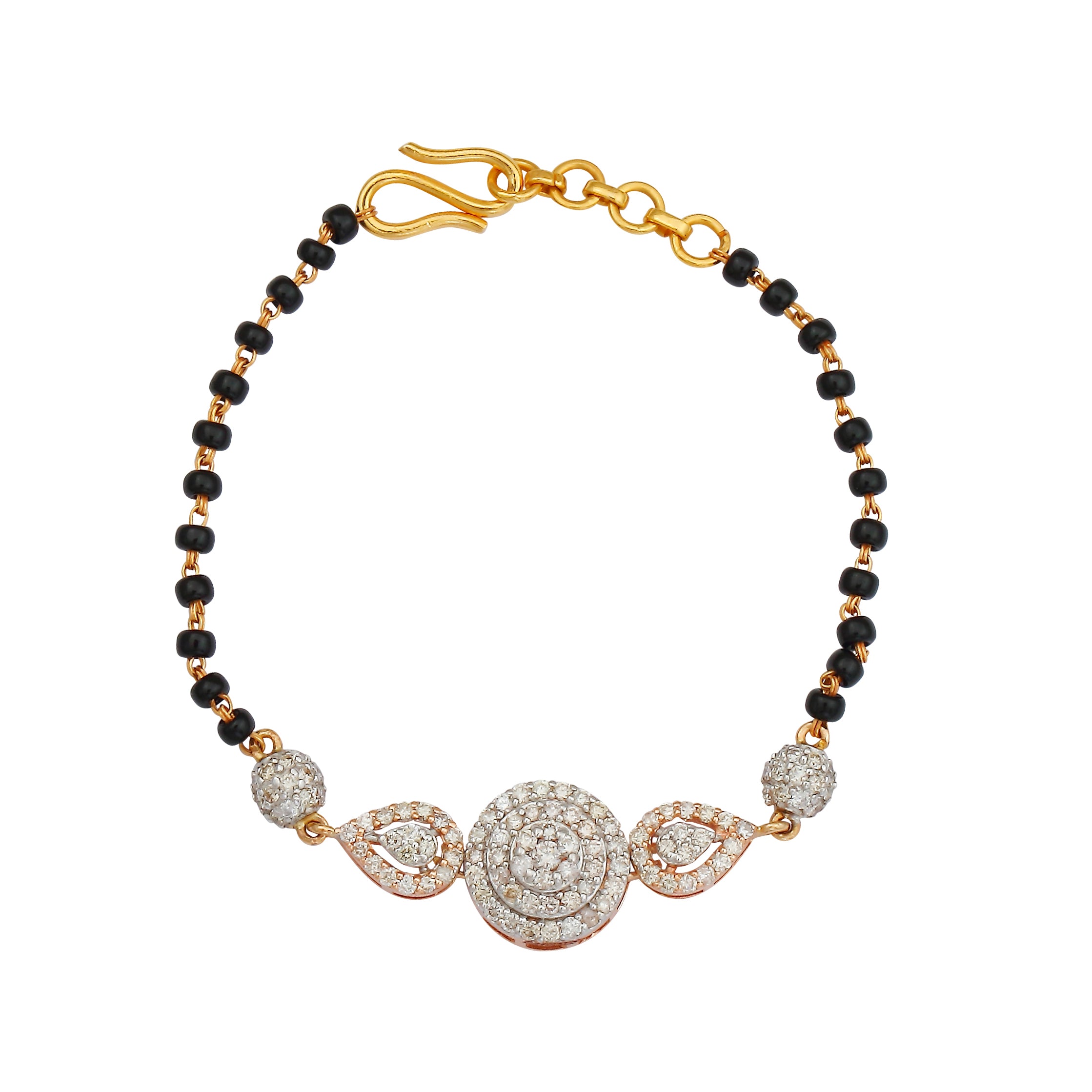 Black Beaded Star Mangalsutra Bracelet in Silver – Anayra Jewellery